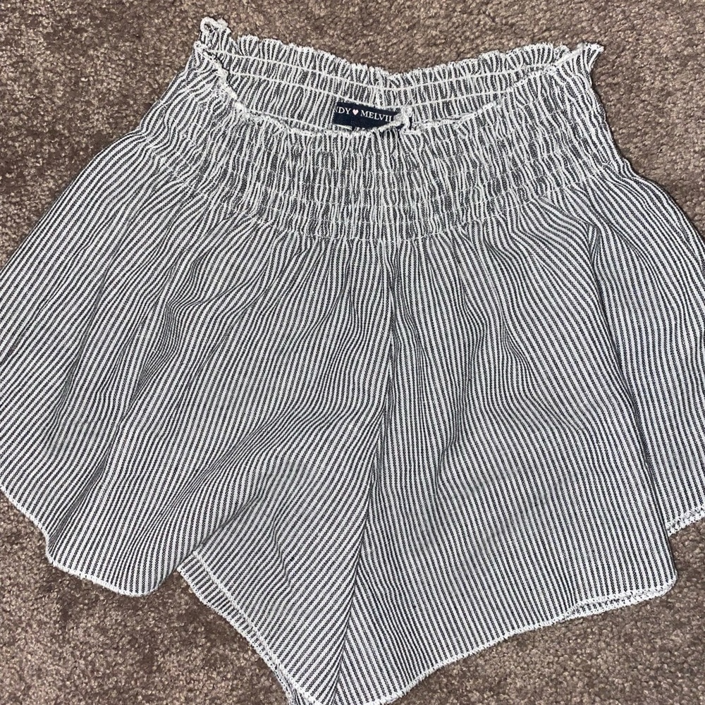 Brandy Melville white and blue striped shorts